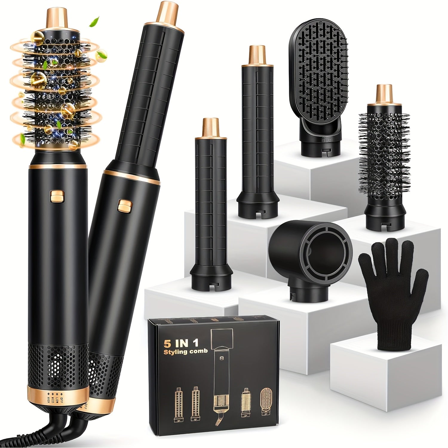Camille™ | 5-in-1 Föhnborstel Set – Air Curler & Stylingtool met Negatieve Ionen (800W | EU Plug)
