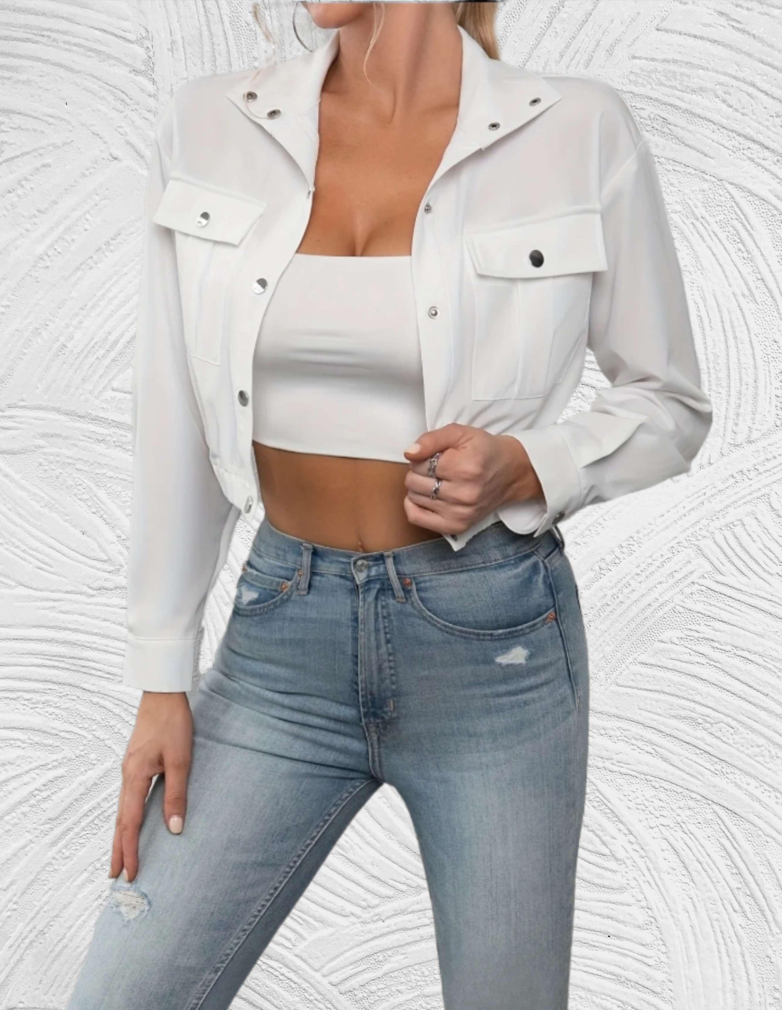 Casual cropped jasje met knopen jas