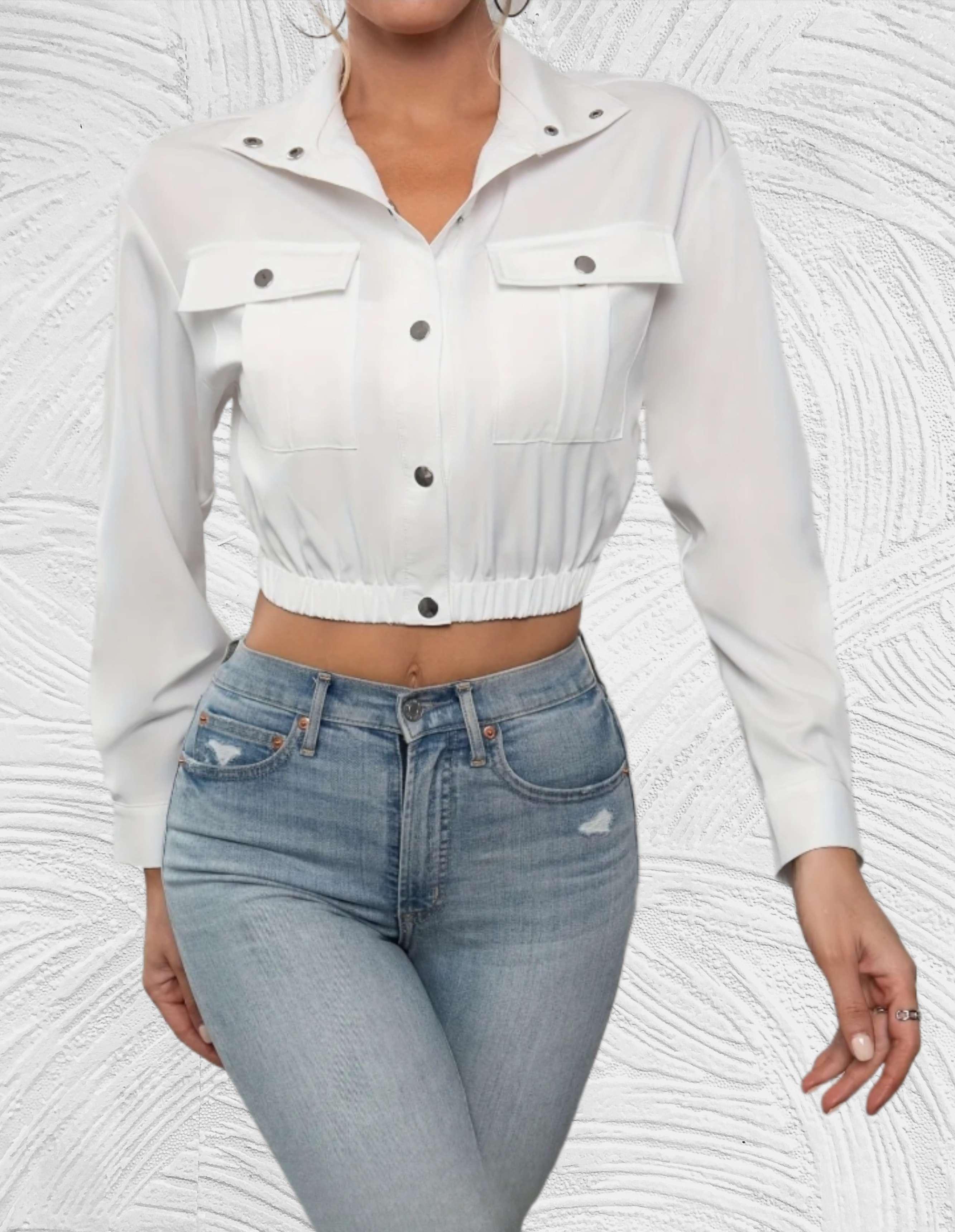 Casual cropped jasje met knopen jas