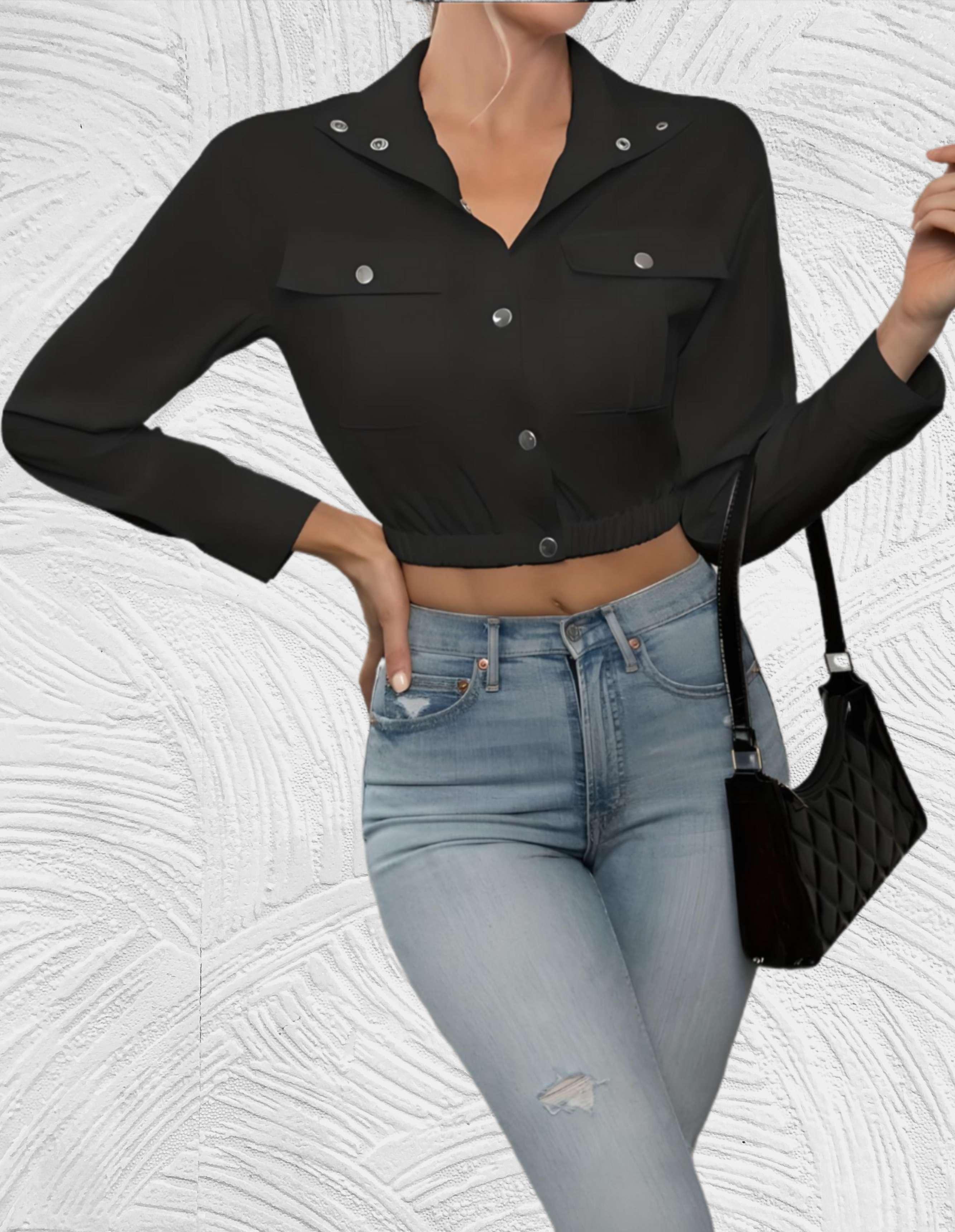 Casual cropped jasje met knopen jas