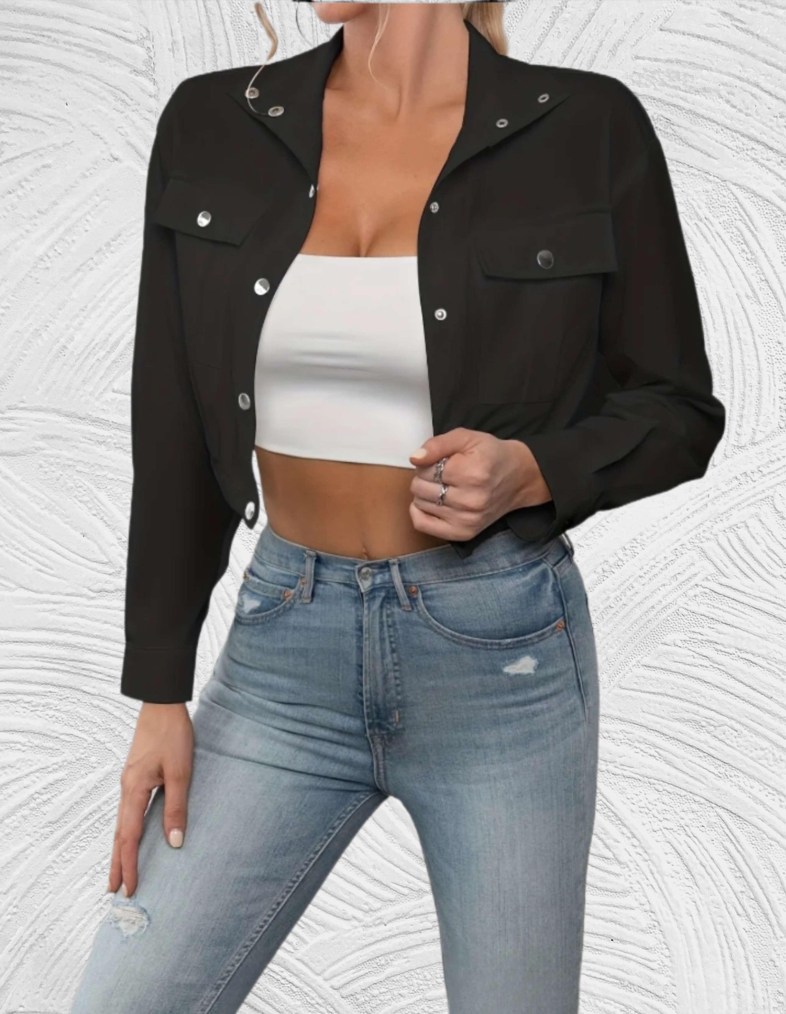 Casual cropped jasje met knopen jas
