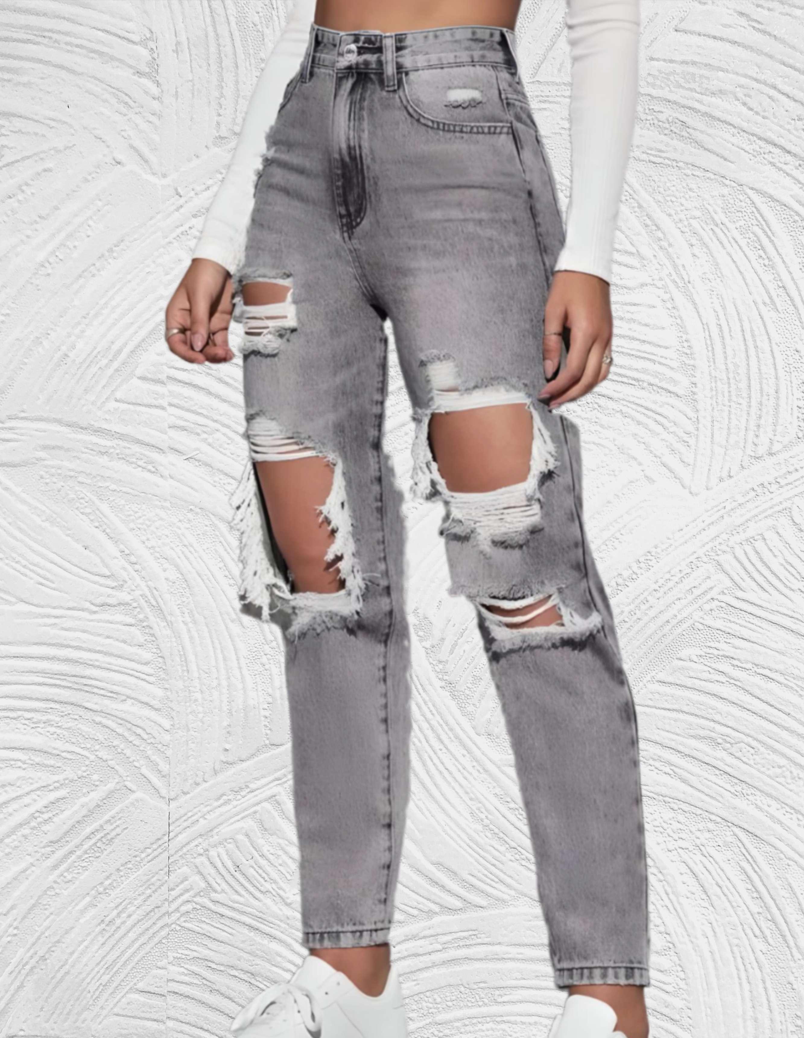 Goed passende skinny jeans met gescheurd design en hoge taille