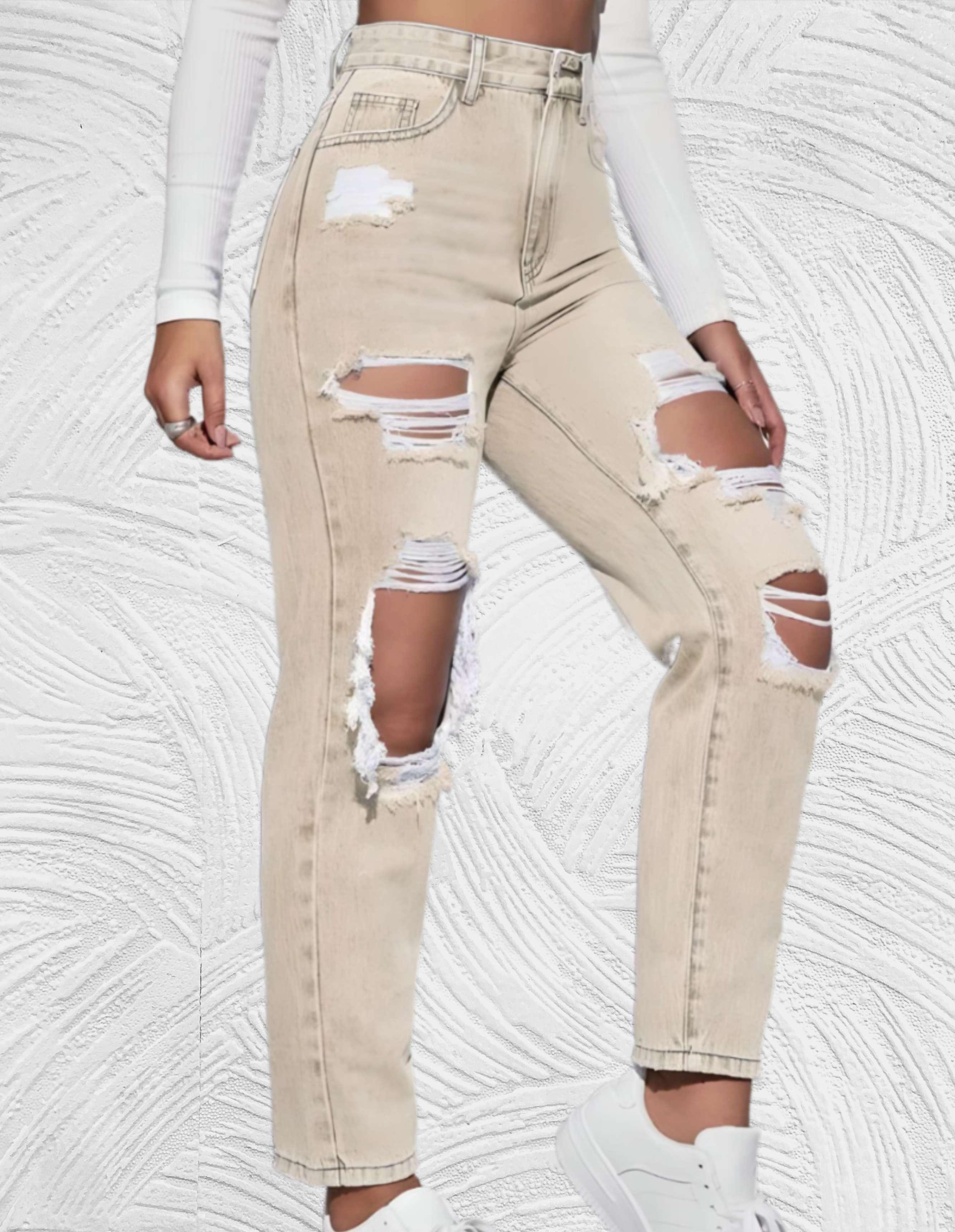 Goed passende skinny jeans met gescheurd design en hoge taille