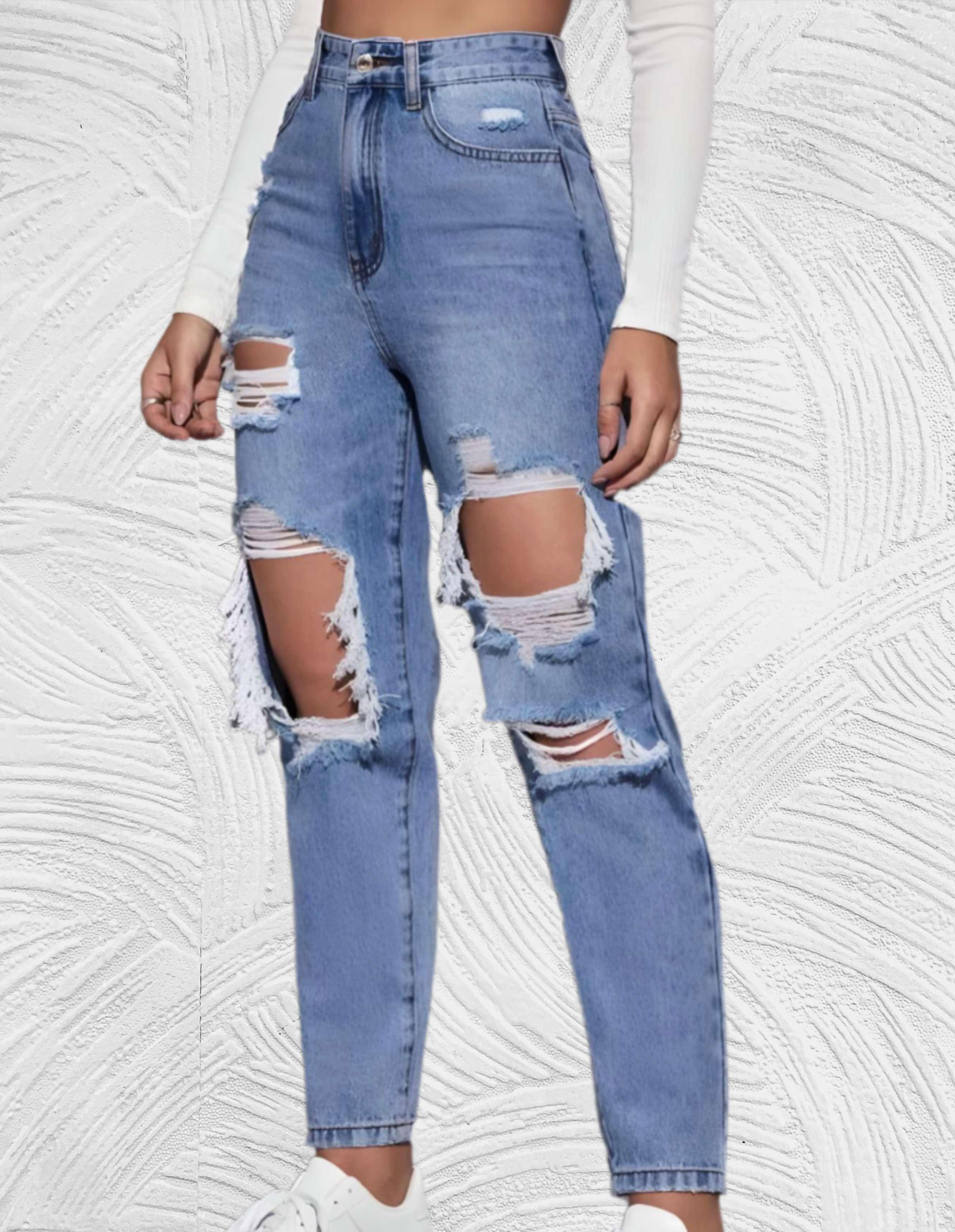 Goed passende skinny jeans met gescheurd design en hoge taille
