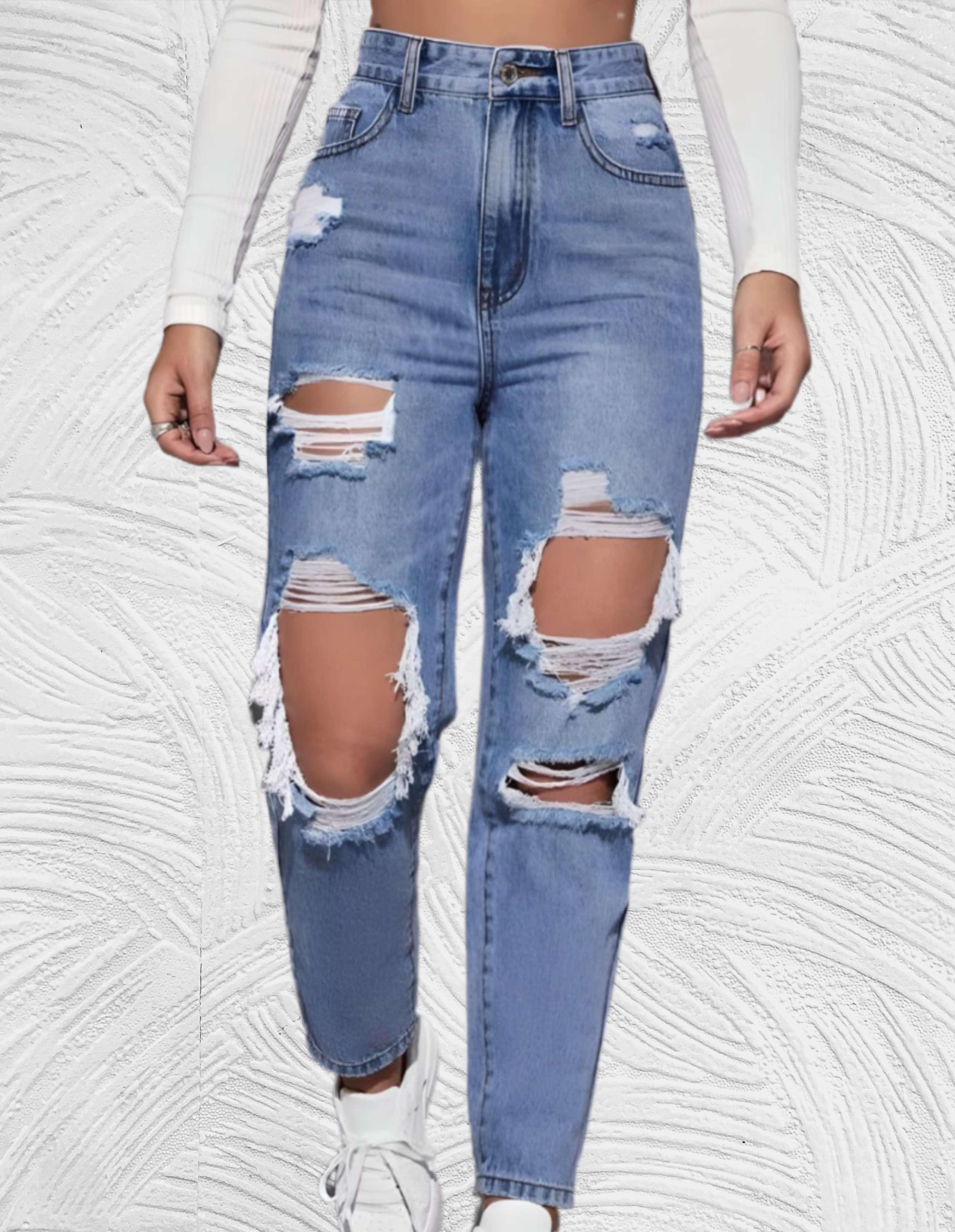 Goed passende skinny jeans met gescheurd design en hoge taille