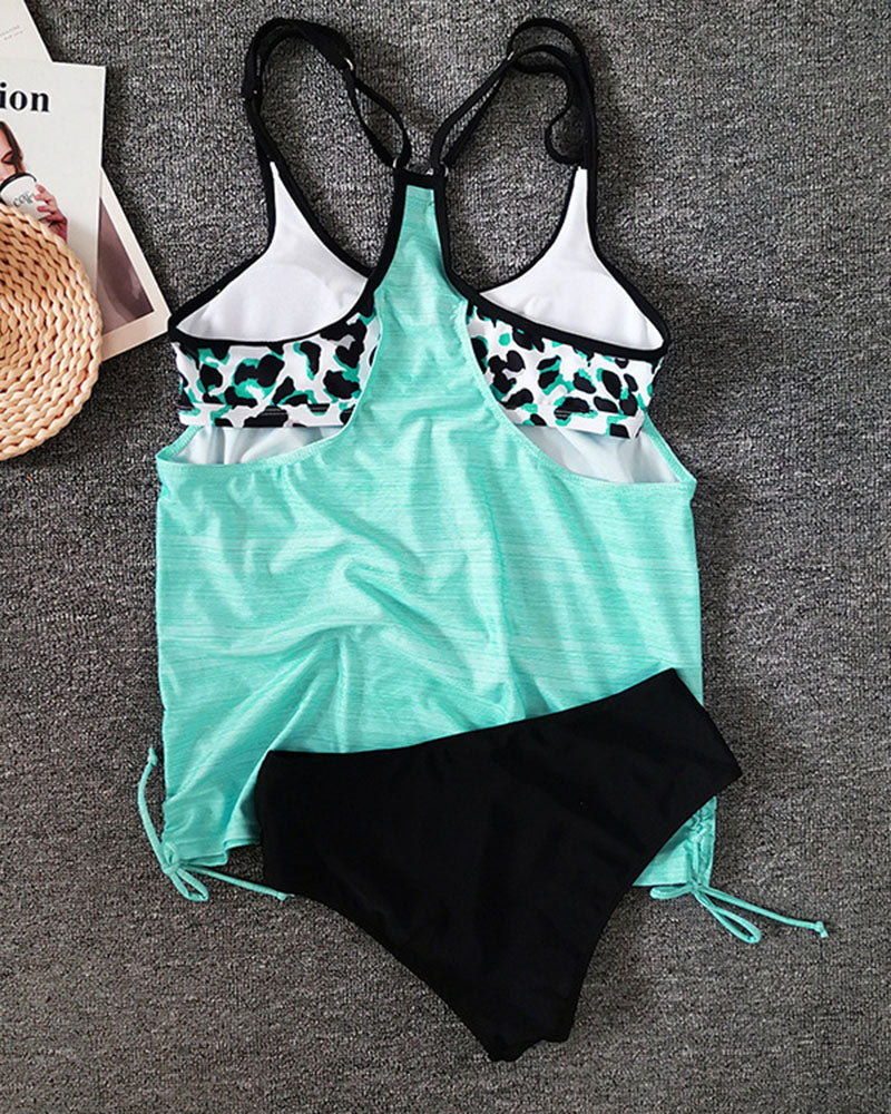 Odile™ | Augustus - Effen tankini met luipaardprint
