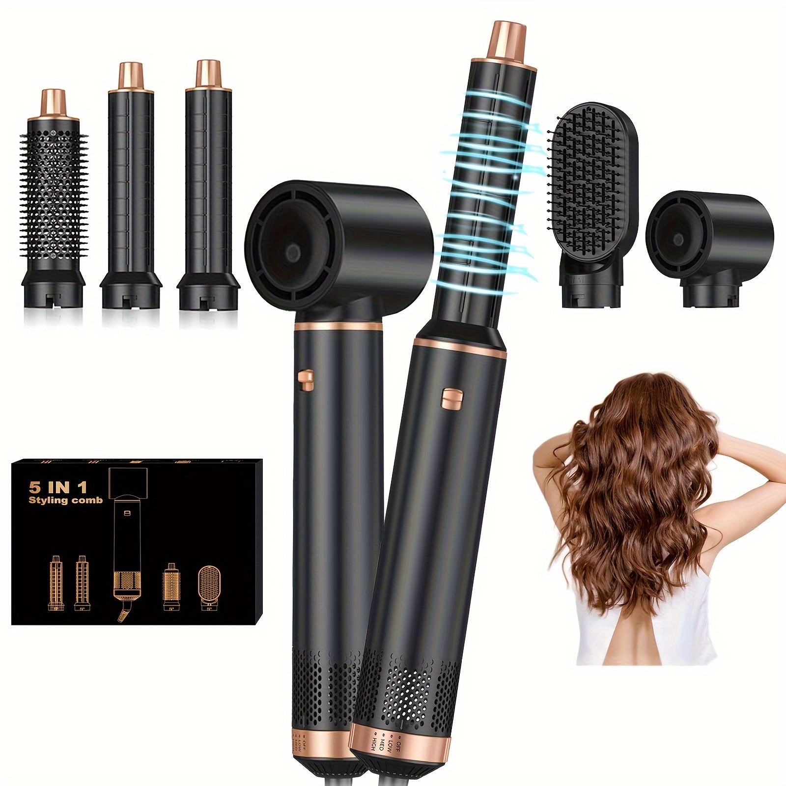 Camille™ | 5-in-1 Föhnborstel Set – Air Curler & Stylingtool met Negatieve Ionen (800W | EU Plug)