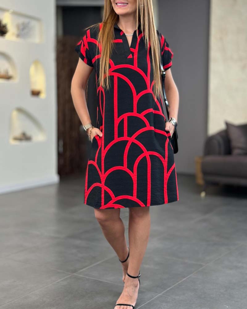 Auren™ | Elegante Midi-jurk met Korte Mouwen en A-lijn
