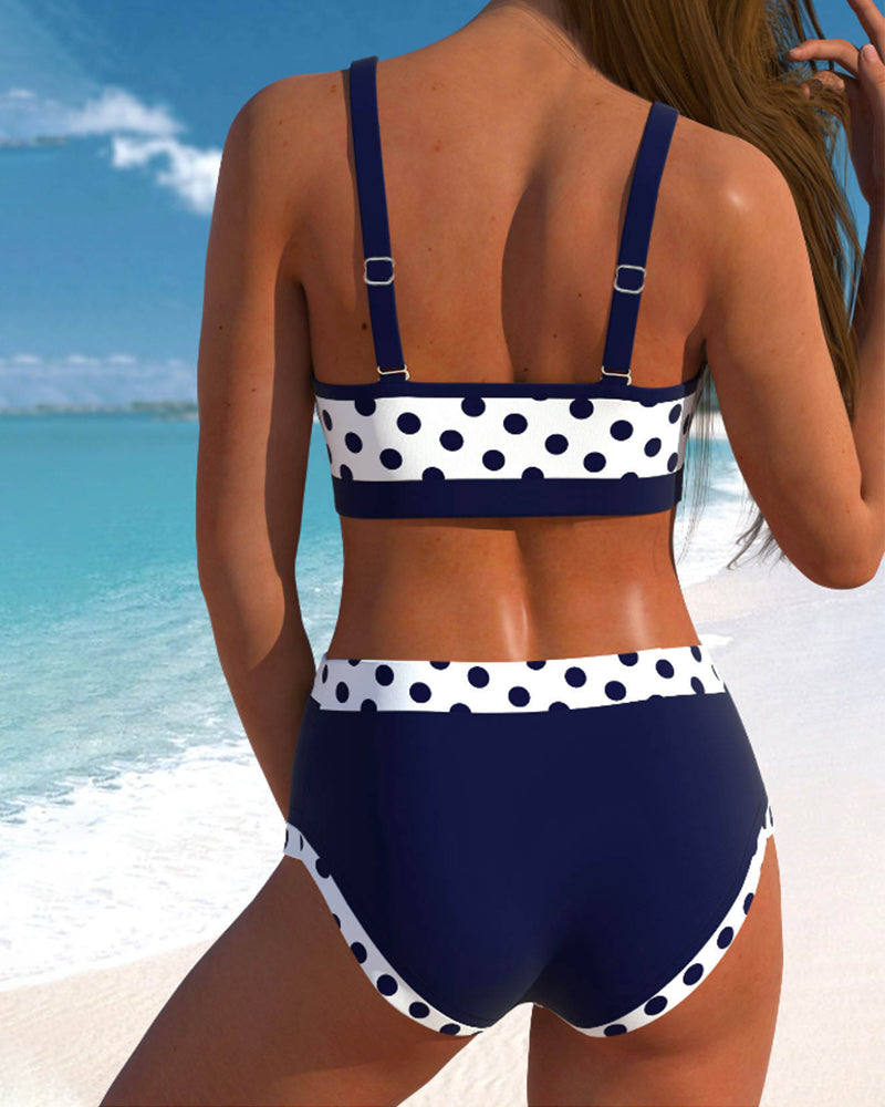 Neva™ | Patchwork bikini met hoge taille en stippen