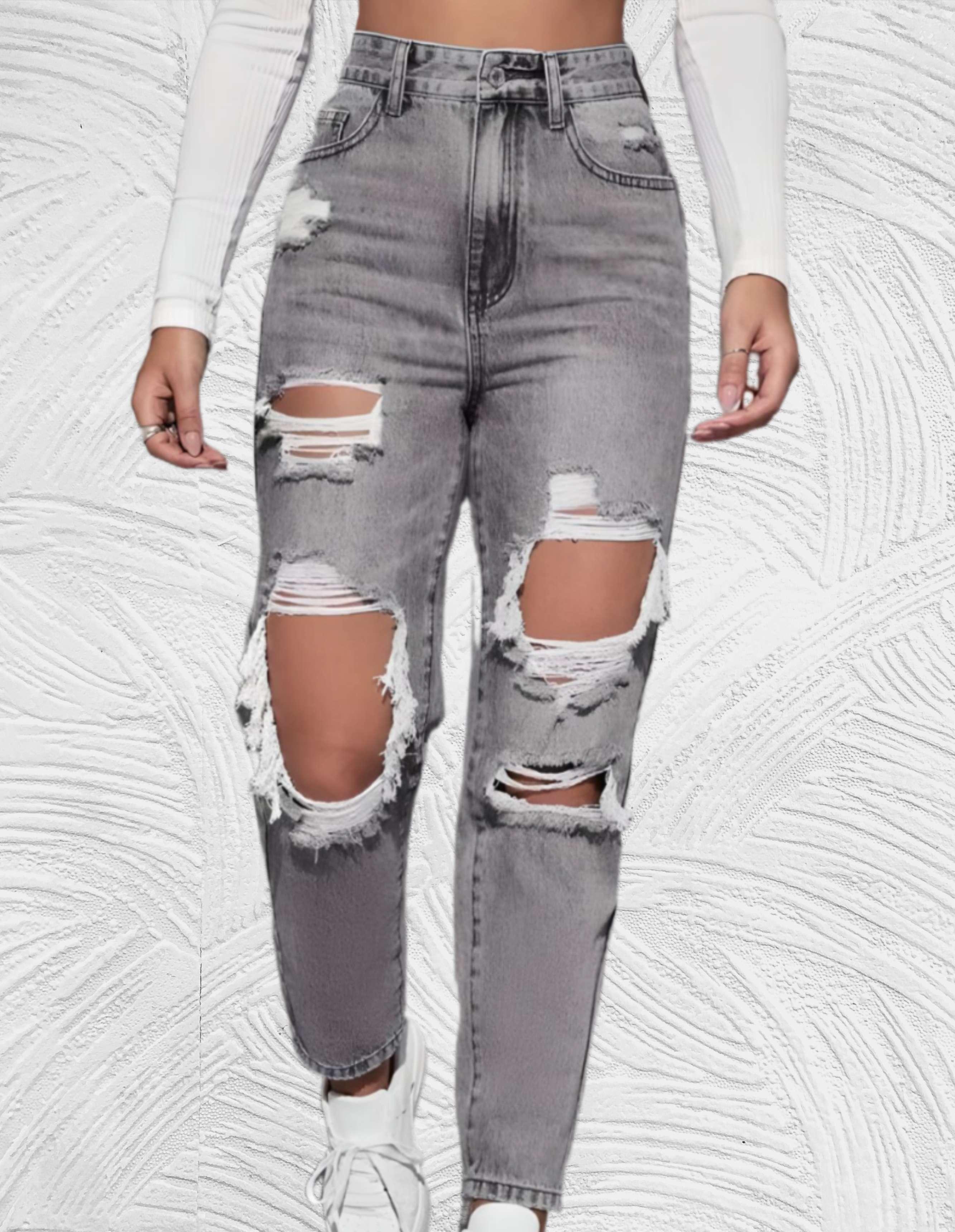 Goed passende skinny jeans met gescheurd design en hoge taille