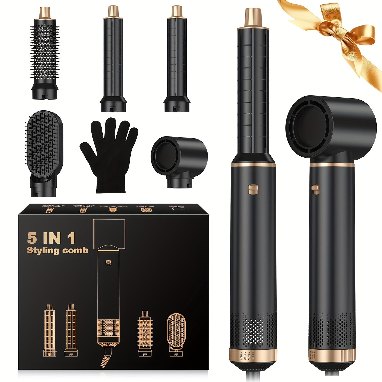 Camille™ | 5-in-1 Föhnborstel Set – Air Curler & Stylingtool met Negatieve Ionen (800W | EU Plug)