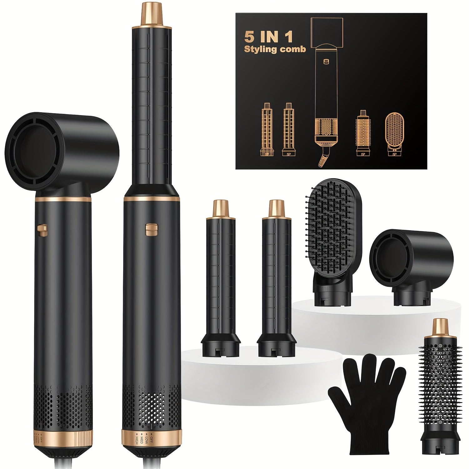 Camille™ | 5-in-1 Föhnborstel Set – Air Curler & Stylingtool met Negatieve Ionen (800W | EU Plug)